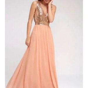 Lulus Pink Elegant Encounter Sequin Maxi Formal Dress Small